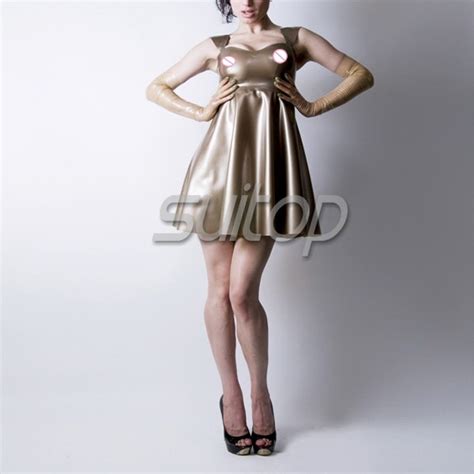 Latex Gold Dress Latex Costume Sexy Rubber Latex In Dresses From Women