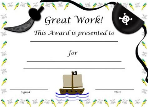 printable award certificates  kids award certificates
