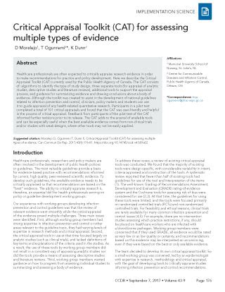 critical appraisal  multiple types  evidence canadaca