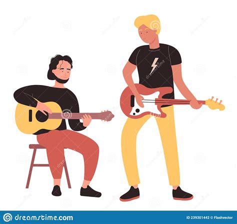 musical band playing  guitar instrument stock vector illustration