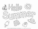 Summer Coloring Hello Pages Happy Kids Templates Choose Board Poster Worksheets Sign sketch template