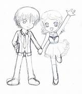 Chibi Couple Cute Drawing Drawings Getdrawings Anime sketch template