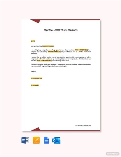 proposal letter  sell products  google docs pages word outlook