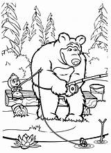 Masha Orso Urso Oso Marsha Pescano Canne Desenhosparacolorir Coloradisegni Crianças Escolha Macha Colorironline sketch template