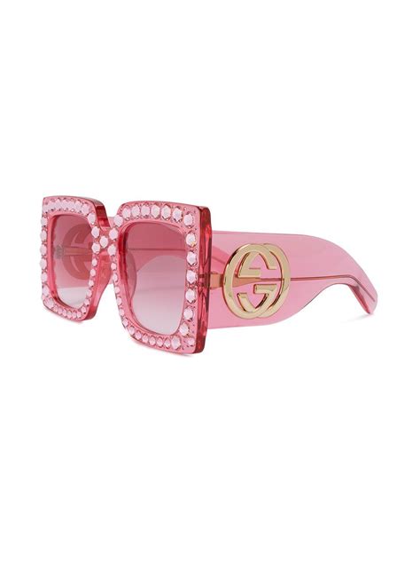 Gucci Hollywood Forever Crystal Embellished Oversized Sunglasses In