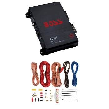 boss riot  watt monoblock class ab car audio amplifier  remote bundle   gauge