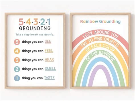 grounding technique poster rainbow grounding printable etsy
