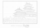 Coloring Adult Japan Printable Book Castle Reserved Rights 2021 sketch template