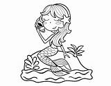 Sirena Sirenas Roca Sentada Caracola Kawaii Colorir Sereia Caracol Faciles Sereias Numa Rocha sketch template