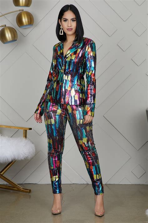 multi color sequin suit pantsuits for women wear to work dress