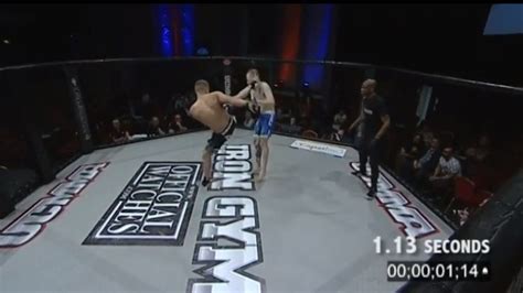 mma fighter knocks out his opponent in one second then does an