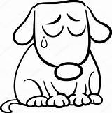 Sad Dog Coloring Cartoon Puppy Vector Illustration Drawing Stock Clip Clipart Cute Sketch Emoji Book Izakowski Stray Pages Drawings Illustrations sketch template