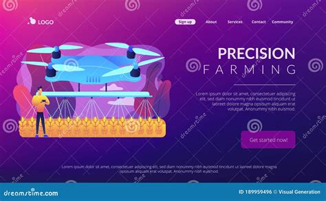 agriculture drone  concept landing page stock vector illustration  precision backend