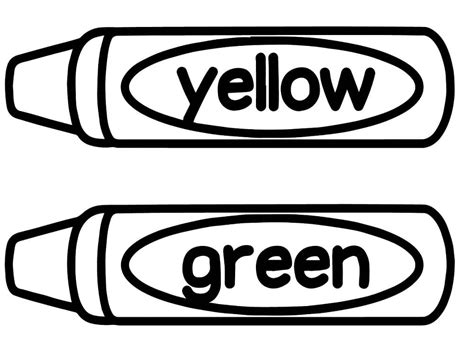 yellow  green crayons coloring page  printable coloring pages