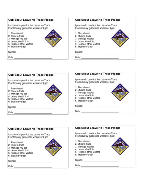 leave  trace printable cards