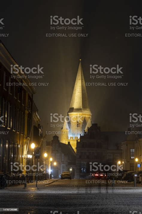 sharp pointy dragon scale rooftop  historic medieval building stock photo  image
