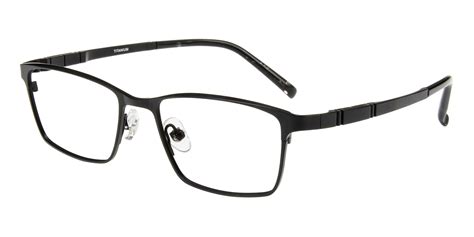 Men S Rectangle Eyeglasses Full Frame Titanium Black Ft0235