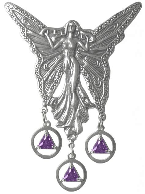 Sterling Silver Large Fairy With 3 Hanging Aa Birthstone Pendants