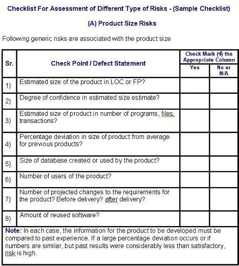 Risk Assessment And Analysis Checklist