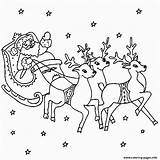 Reindeer Coloring Santa Flying Pages Printable Print Color Book sketch template