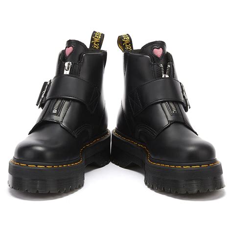 dr martens leather dr martens  lazy oaf buckle womens black boots lyst