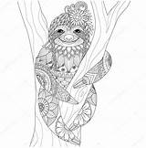 Sloth Coloring Zentangle Adult Book Vector Illustration Decorations Other Colorear Stock Para Pages Mandala Mandalas Color Depositphotos Adultos Animal Tattoo sketch template