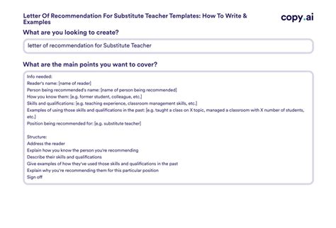 letter  recommendation  substitute teacher templates   write