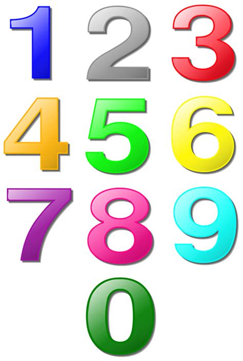 sheet  large colored numbers freeology