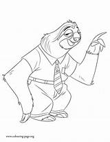 Sloth Zootopia Coloring Pages Printable Flash Colouring Toed Three Getcolorings Print Color Disney Movie sketch template