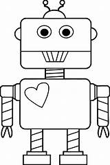 Robot Coloring Pages Heart Printable Kids Cartoon Baby Categories Version Coloringonly sketch template