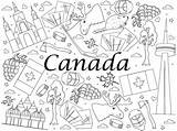 Canada Vector Illustration Coloring Book Doodle Drawn Culture Separate Objects Elements Line Hand Stock sketch template