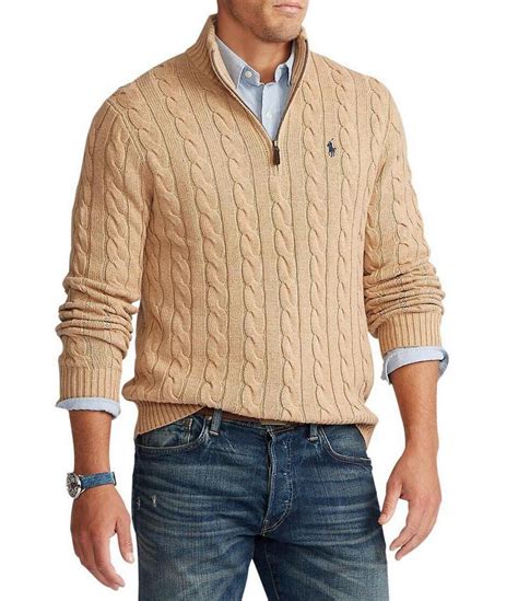 polo ralph lauren cable knit cotton quarter zip sweater dillards