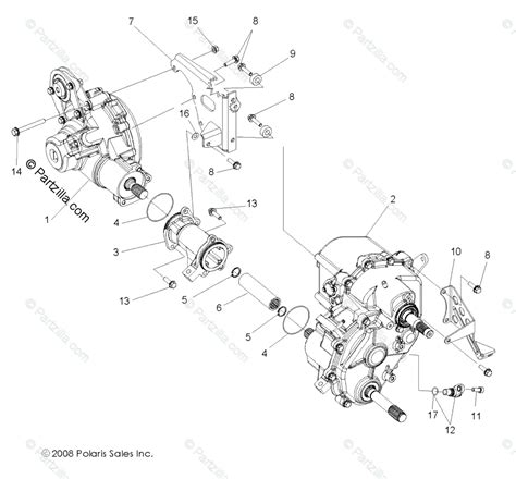 polaris side  side  oem parts diagram  drive train gearcase carrier mounting