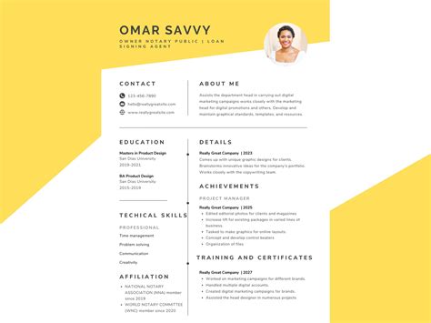 notary loan signing agent resume template modern resume etsy