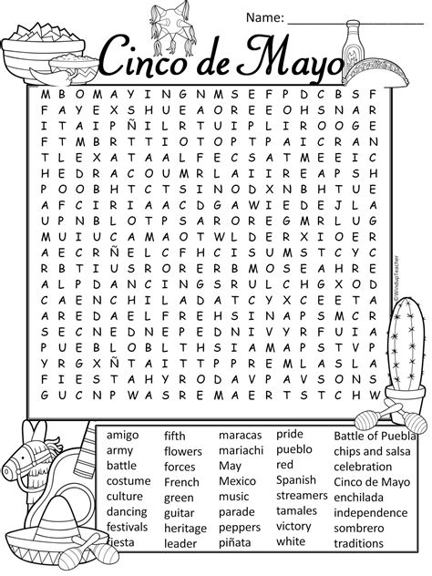 cinco de mayo word search printable printable word searches