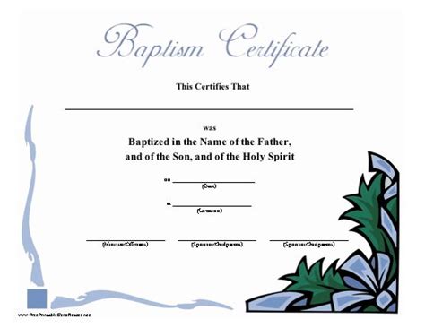 baptism certificate printable certificate christian baptism