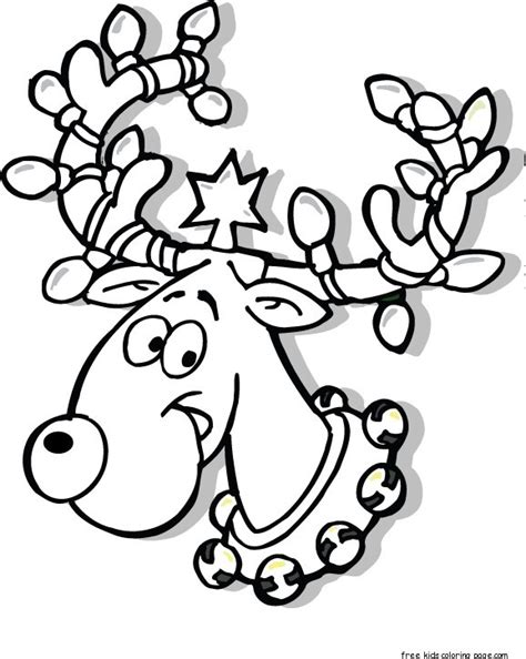 christmas reindeer  lights coloring page  kids coloring
