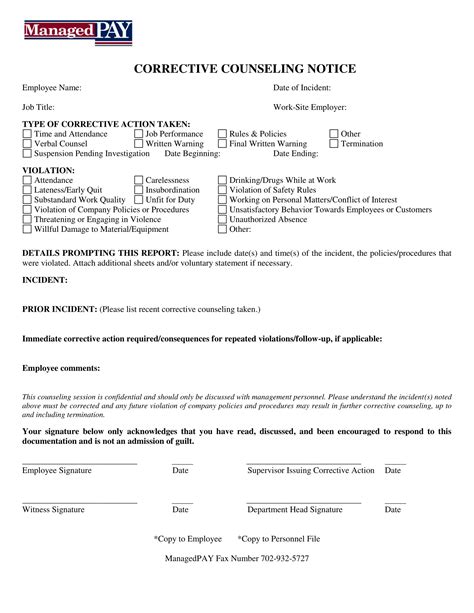 counseling statement forms