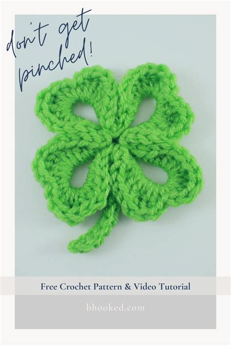 crochet four leaf clover free pattern and tutorial from b
