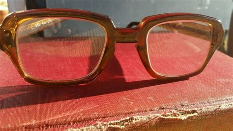 vintage uss military brown eyeglasses frames 49 22 vintage eyeglasses