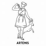 Artemis Artemisa Outline Dibujado Dios Contorno Griego Vectores Griechischer Gott Vexels Transparente Goddess Kontur Gezeichnete Salvar sketch template
