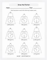 Worksheet Pointer Draw Math Scales Scale Mass Grams Kilograms Grade Primary Worksheets Measuring Measurement Click Printing Below Printable Mathinenglish sketch template