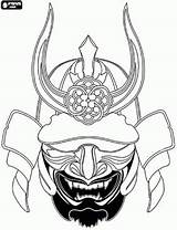 Samurai Mask Coloring Japanese Warrior Pages Tattoo Helmet Template Printable Hannya Oncoloring Flash Drawing sketch template