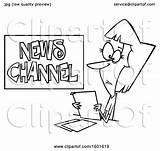 Cartoon Reporter Illustration Female Work Toonaday Royalty Lineart Clipart Vector 2021 sketch template