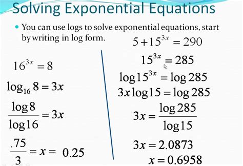 solving exponential equations  logarithms youtube