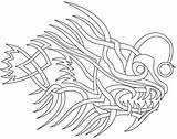 Tribal Coloring Pages Tattoo Fish Angler Color Getcolorings Tocolor sketch template