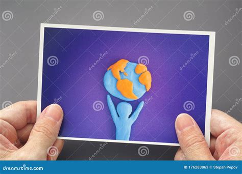 man holding  picture   person   holding planet earth stock image image  travel
