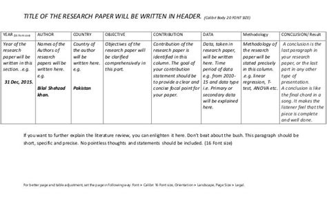 literature review table   write  research papers review