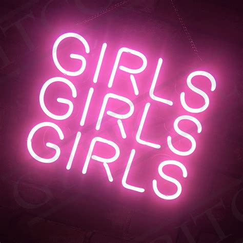pink  girls neon sign light artwork display vintage room patio