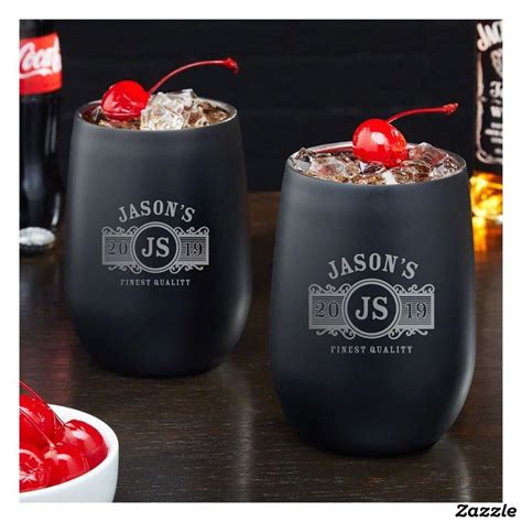 Set Of 2 Marquee Engraved Steel Cocktail Tumblers In 2020